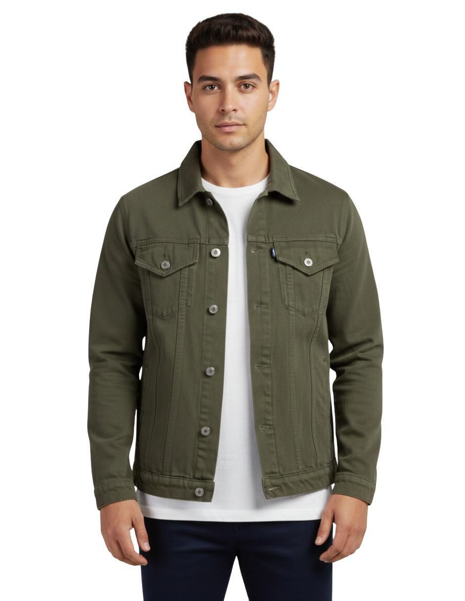 Chamarra denim de mezclilla con bolsillos para hombre