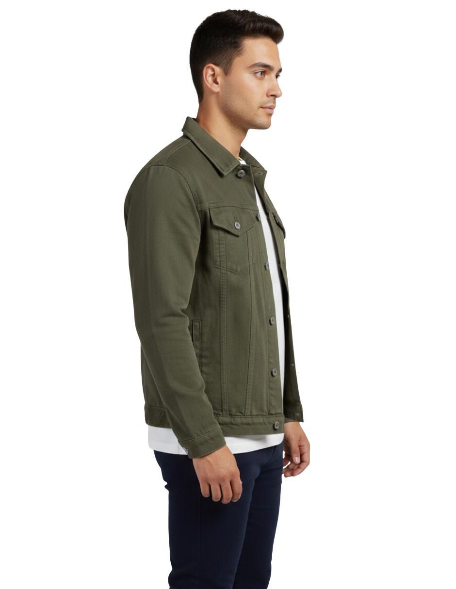 Chamarra denim de mezclilla con bolsillos para hombre