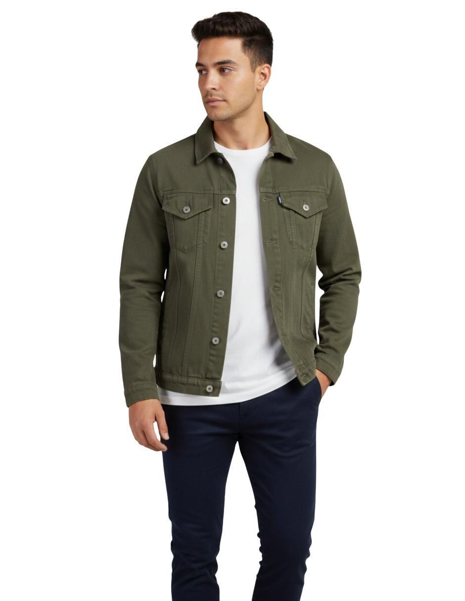 Chamarra denim de mezclilla con bolsillos para hombre