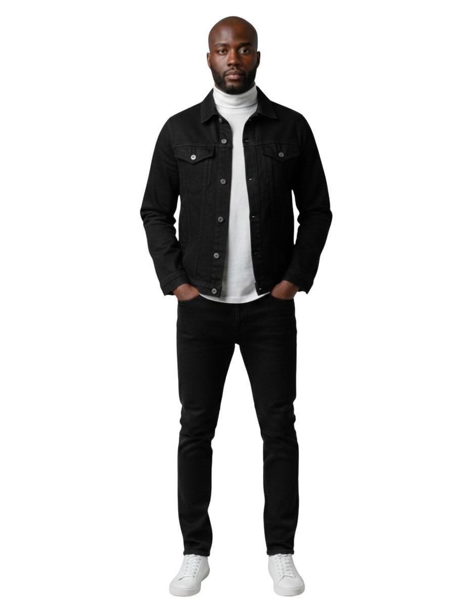 Chamarra denim de mezclilla con bolsillos para hombre