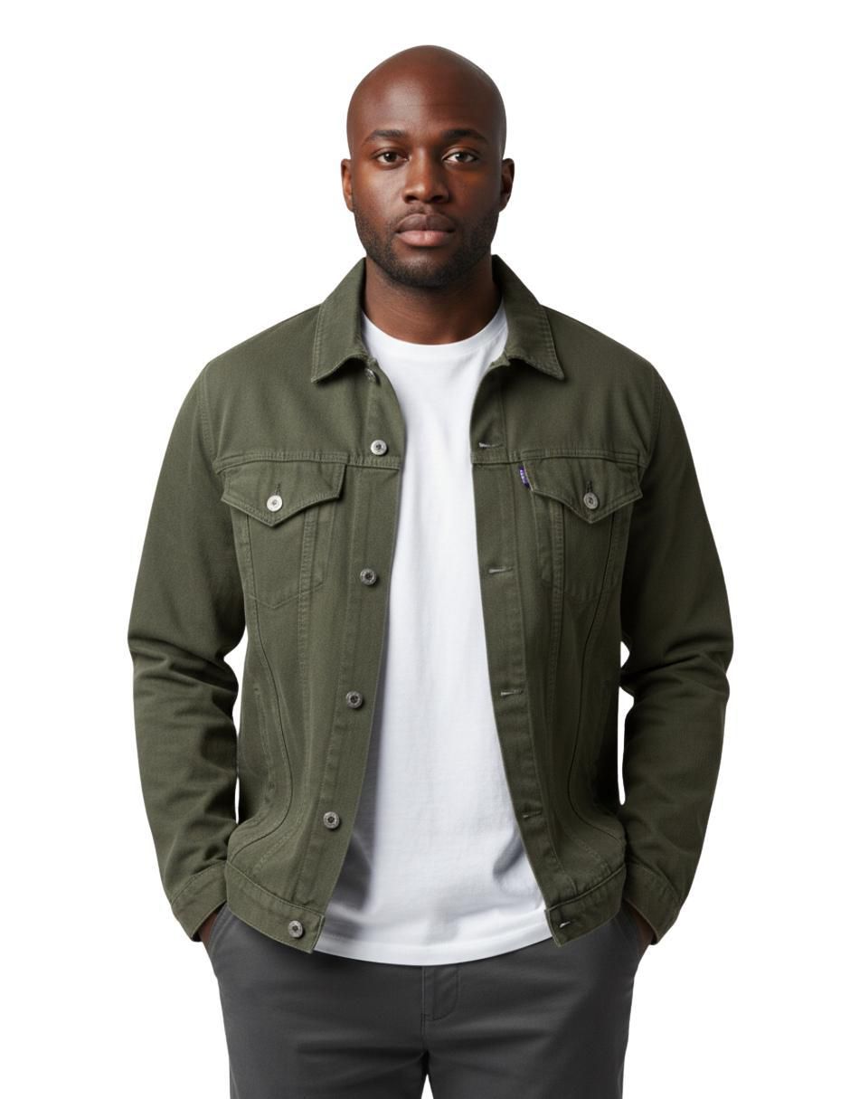 Chamarra denim de mezclilla con bolsillos para hombre