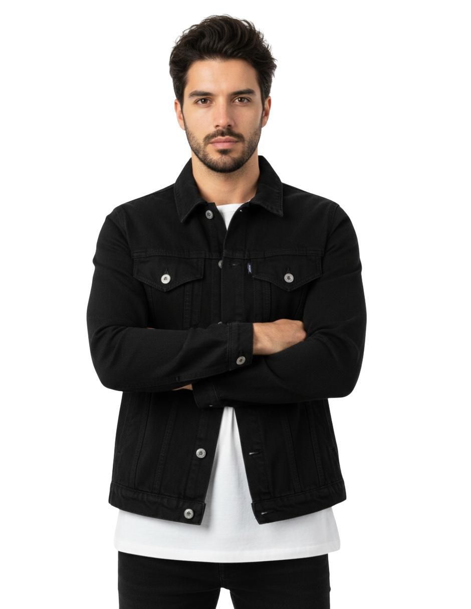 Chamarra denim de mezclilla con bolsillos para hombre