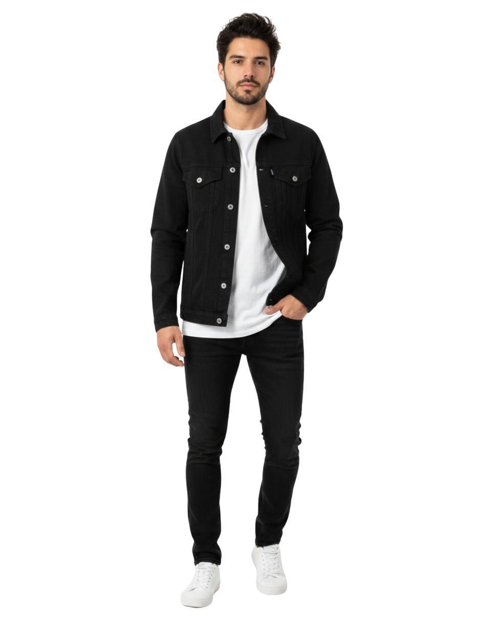 Chamarra denim de mezclilla con bolsillos para hombre
