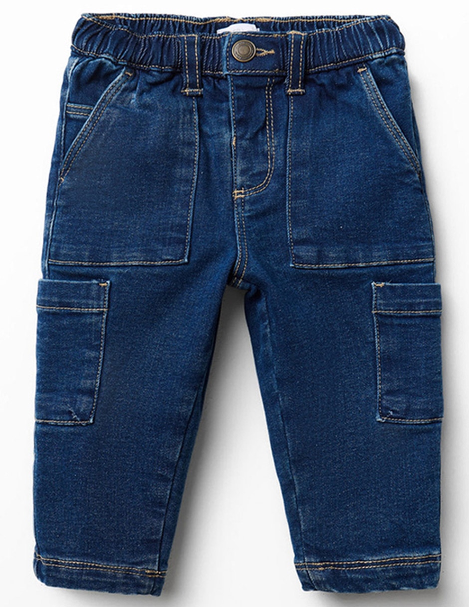 Jeans denim relajado lavado medio para niño Jeans denim relajado lavado medio para niño