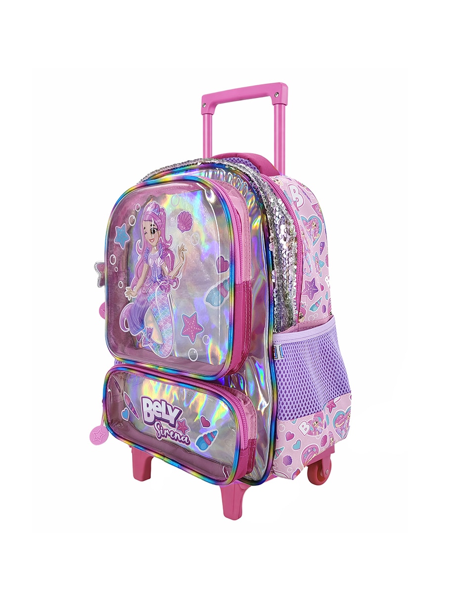 Mochila con ruedas escolar bely y beto Fotorama sirena bely para niña