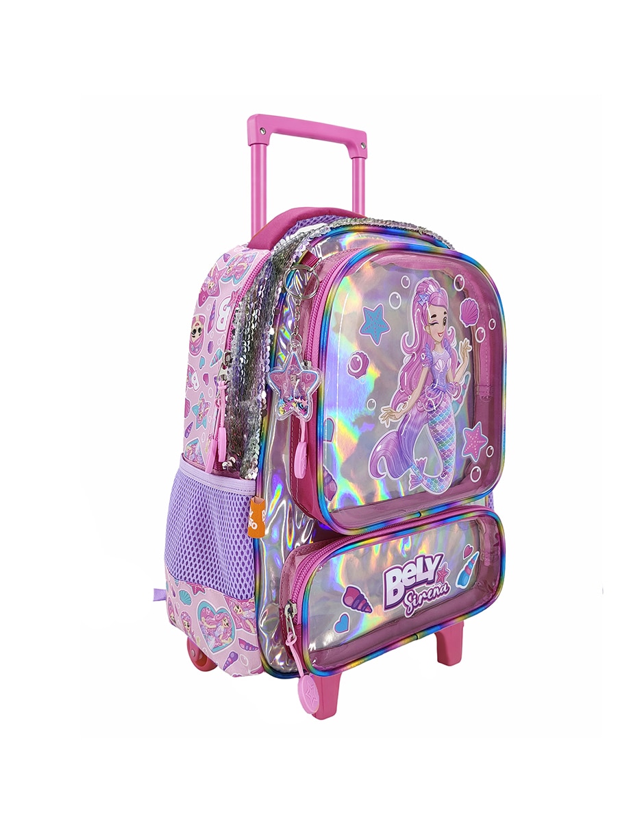 Mochila con ruedas escolar bely y beto sirena bely para niña Mochila con ruedas escolar bely y beto sirena bely para niña
