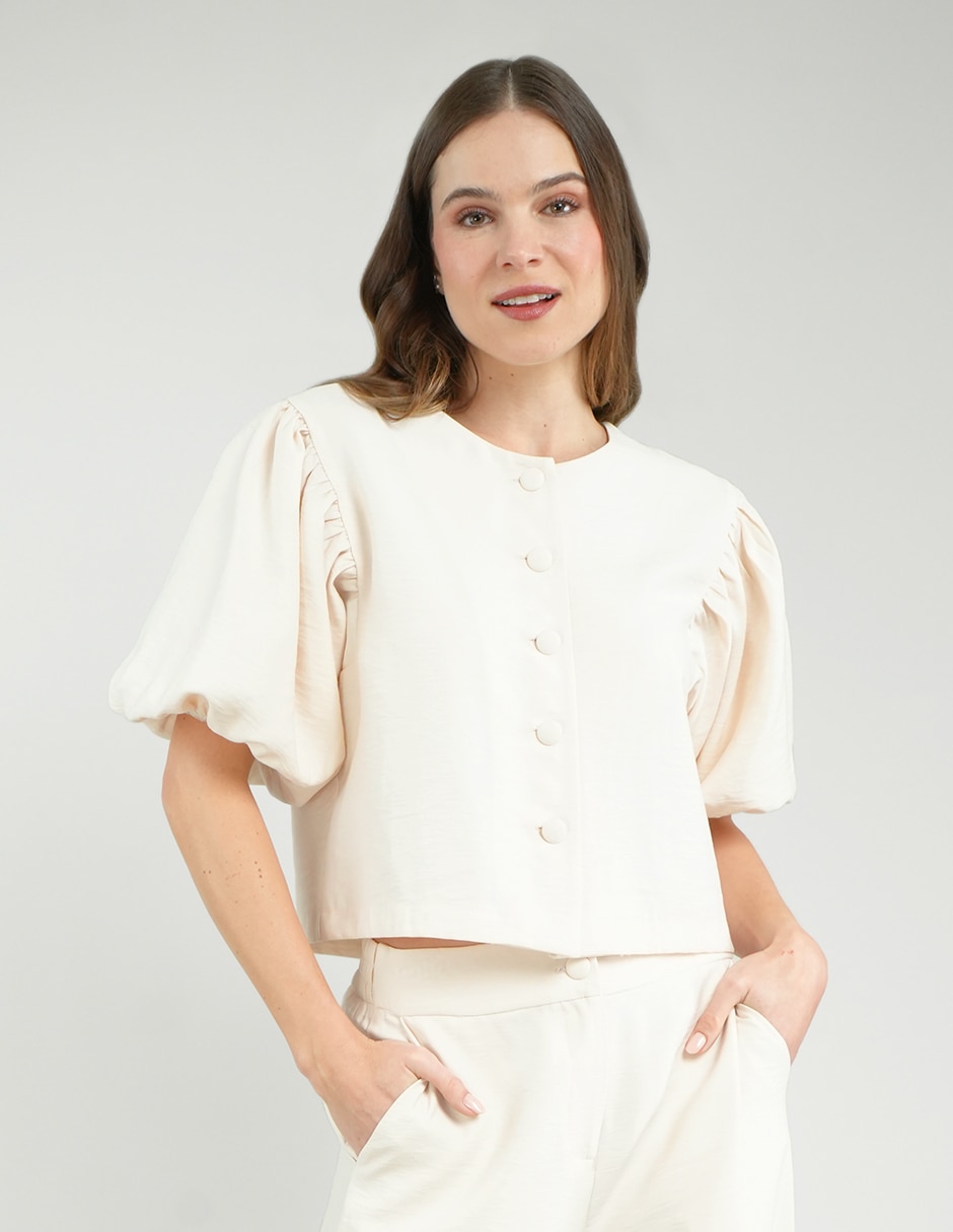 Blusa túnica manga al codo para mujer