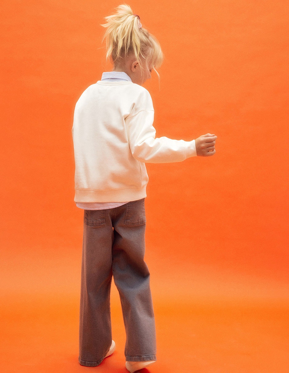 Jeans wide leg deslavado para niña 4