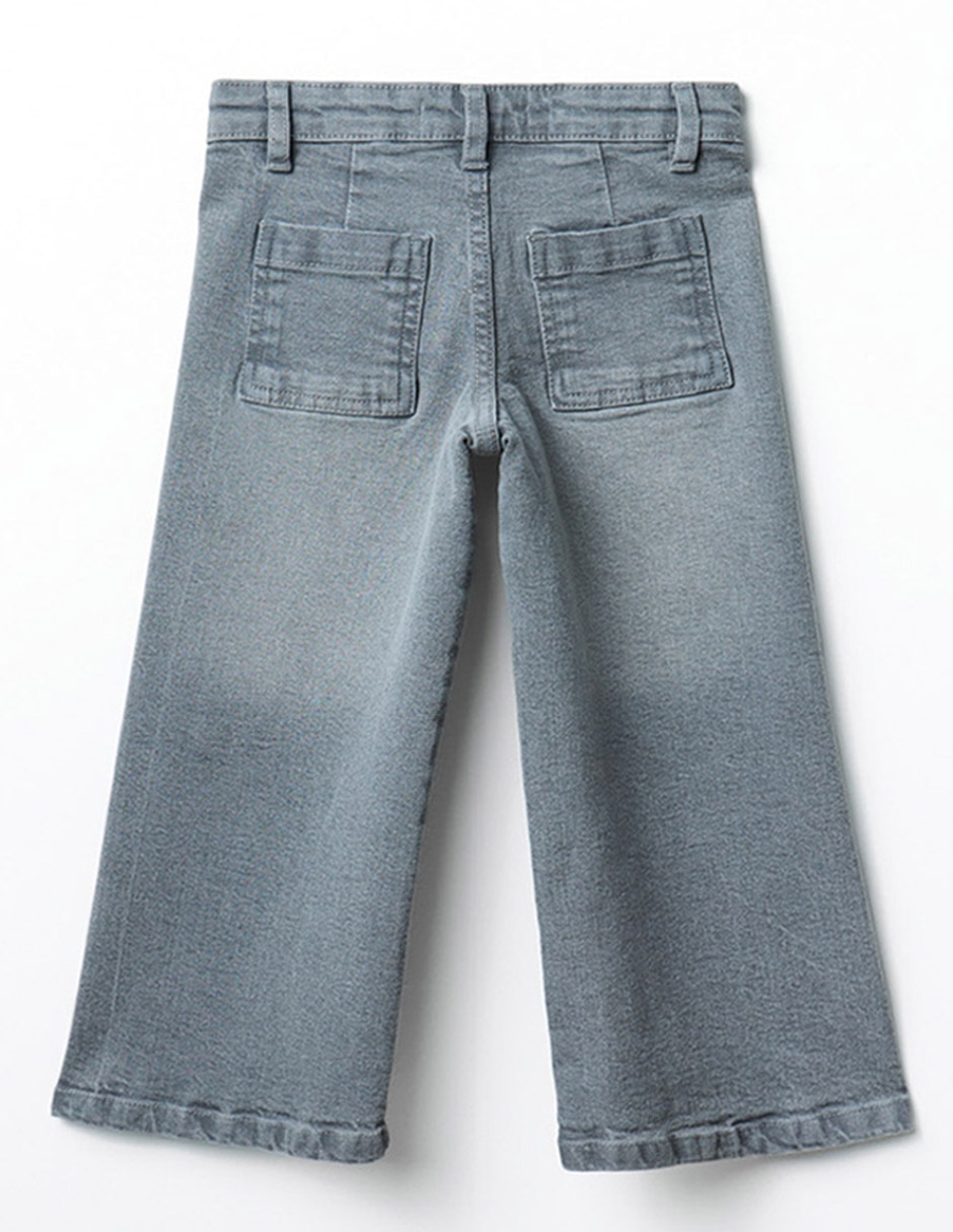 Jeans wide leg deslavado para niña 3