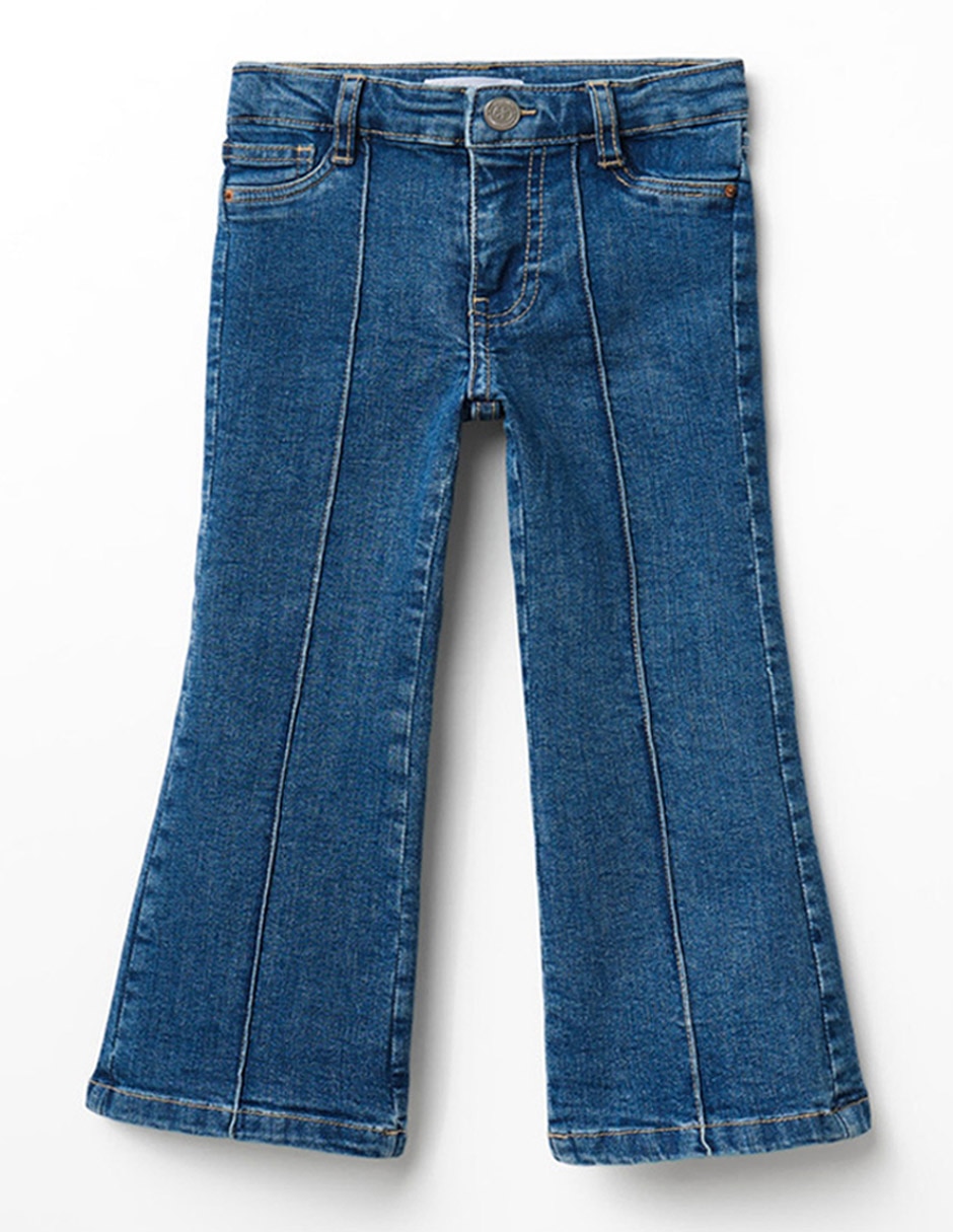 Jeans flare lavado medio para niña