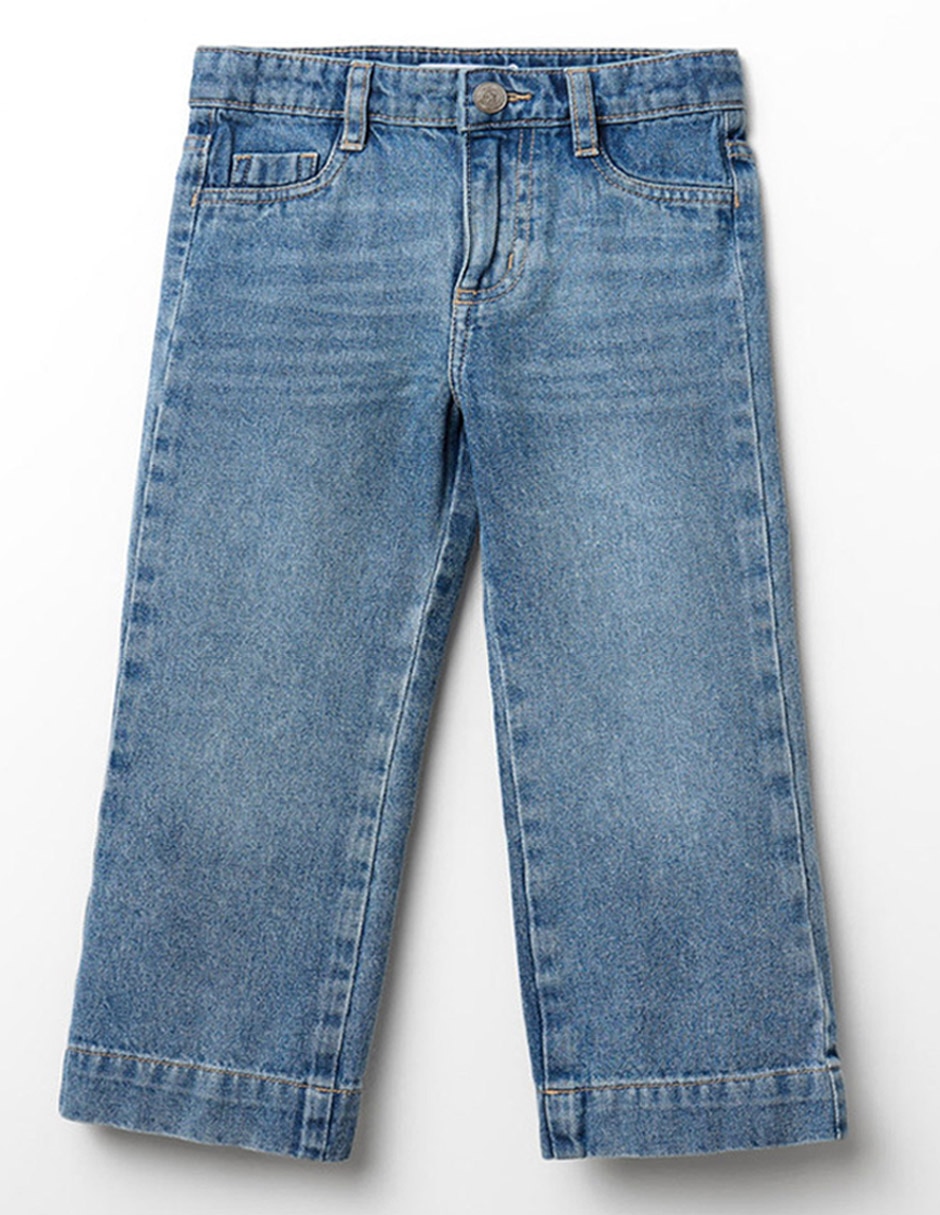 Jeans straight lavado stone wash para niña