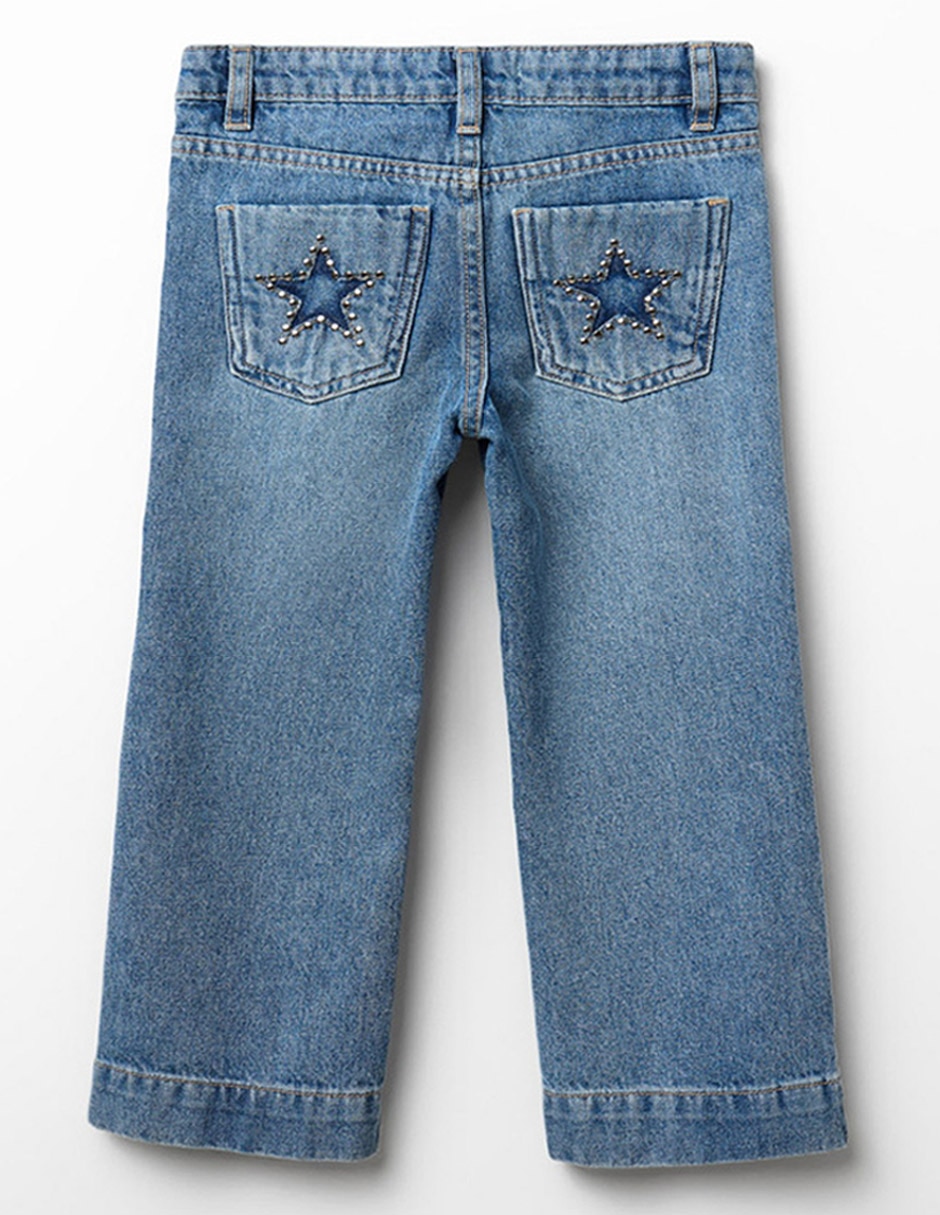 Jeans straight lavado stone wash para niña 3