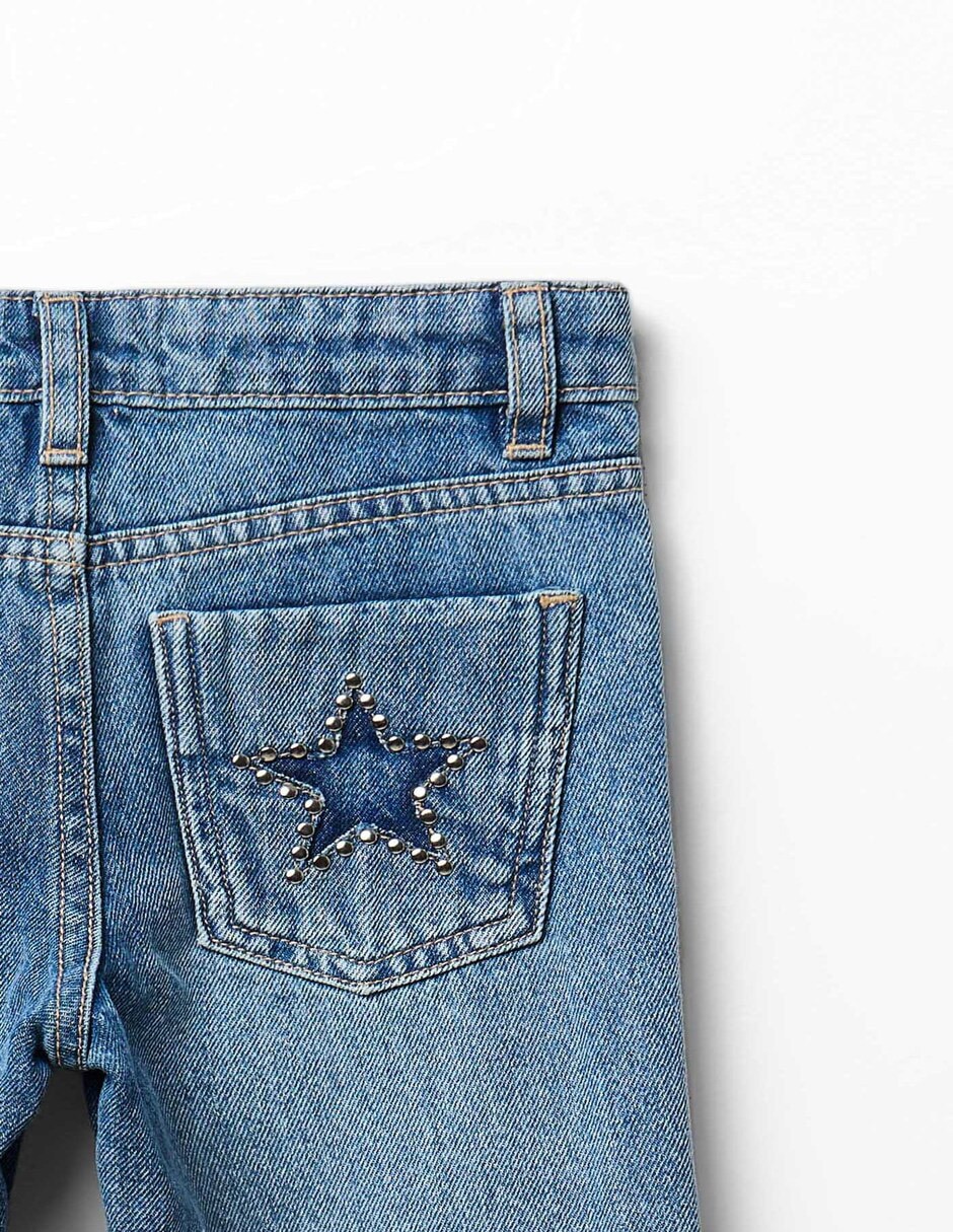 Jeans straight lavado stone wash para niña 2
