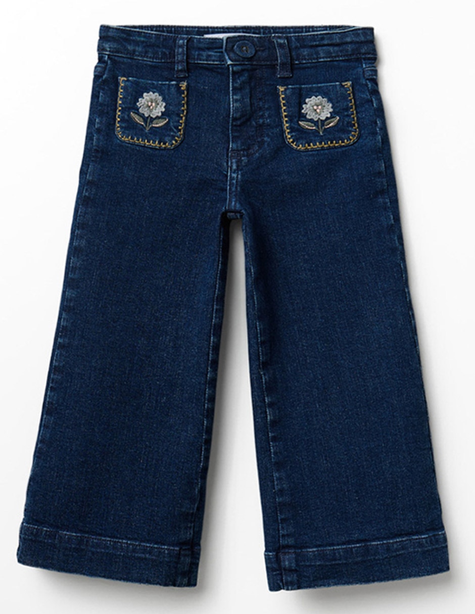 Jeans wide leg lavado obscuro para niña Jeans wide leg lavado obscuro para niña