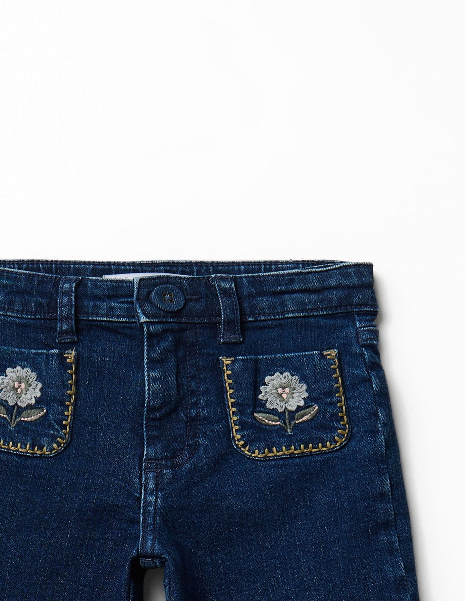 Jeans wide leg lavado obscuro para niña 2