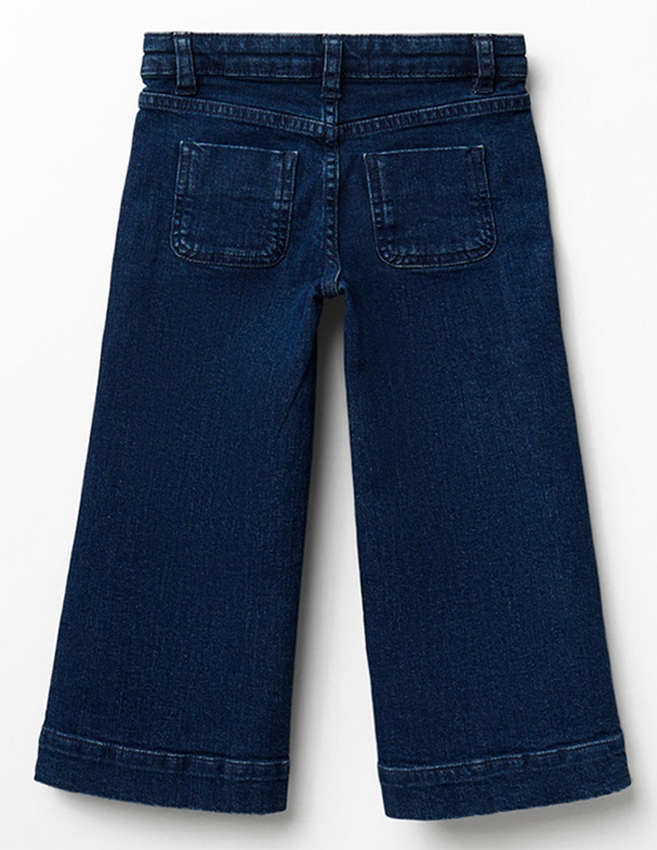 Jeans wide leg lavado obscuro para niña 3