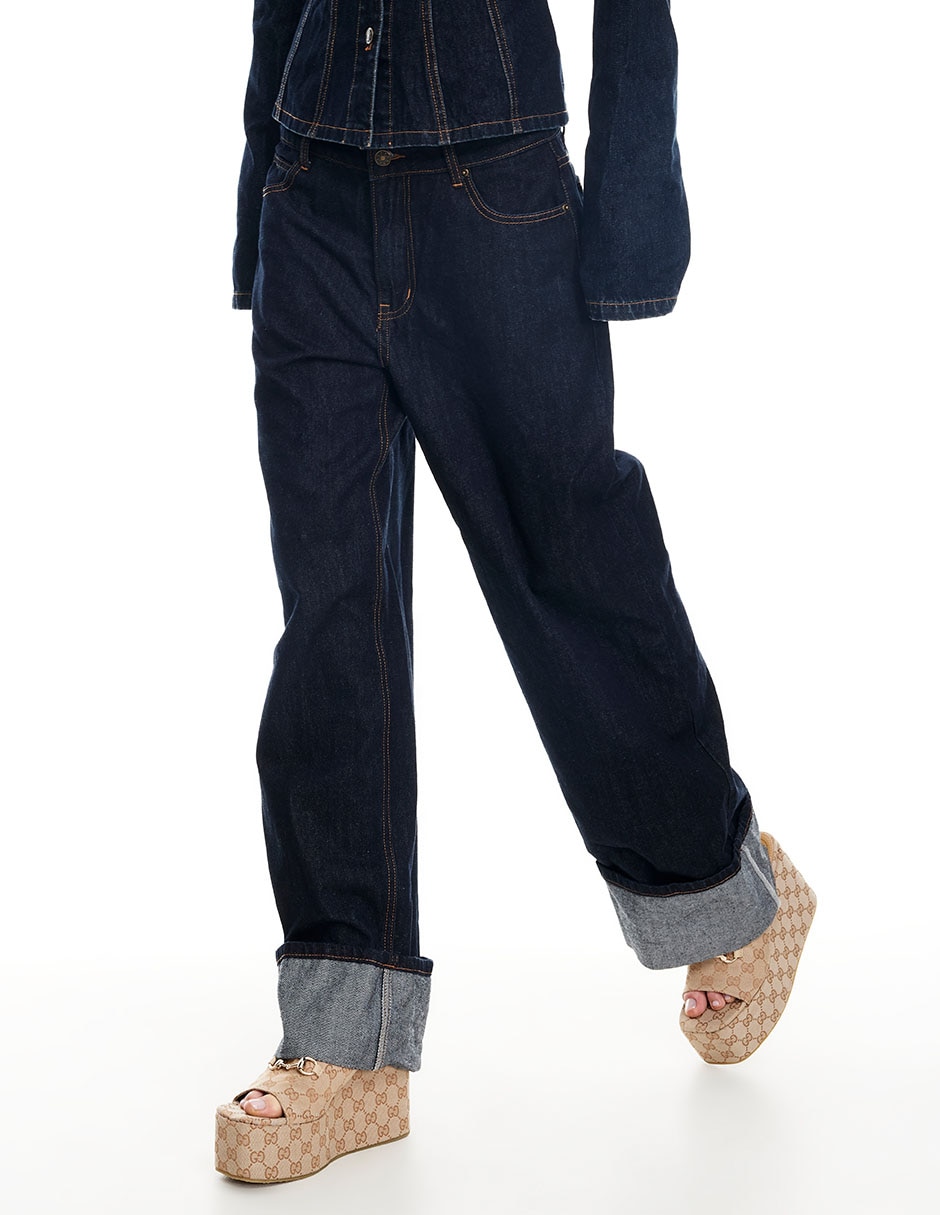 Jeans relaxed wide leg para mujer 2