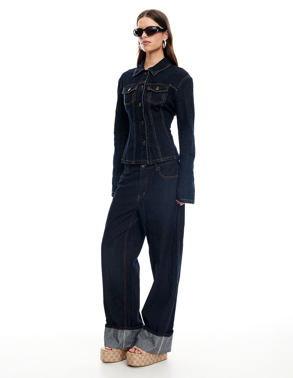 Jeans relaxed wide leg para mujer 4