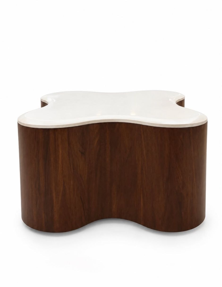 Mesa de centro tonda de madera parota