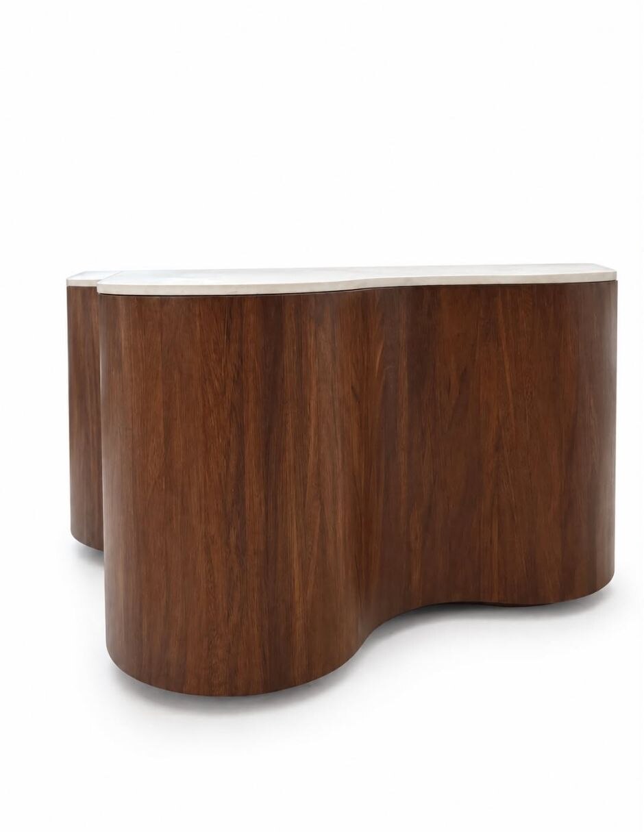 Mesa de centro tonda de madera parota