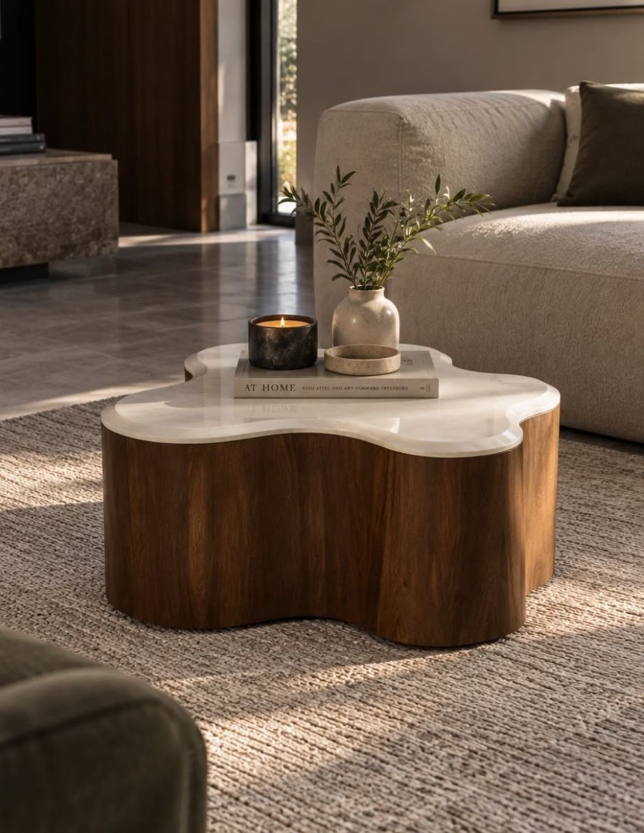 Mesa de centro tonda de madera parota 5