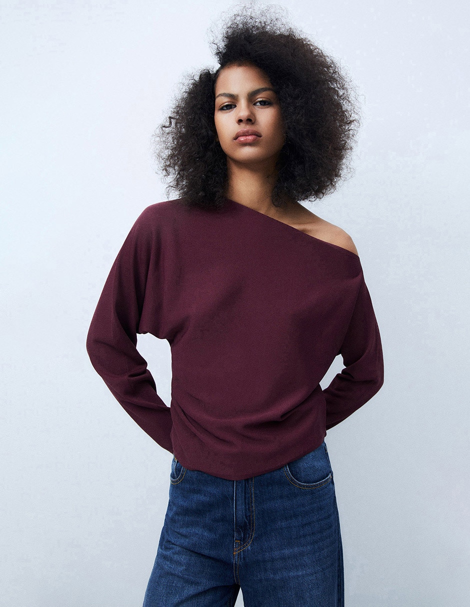 Suéter cuello asimétrico para mujer Suéter cuello asimétrico para mujer
