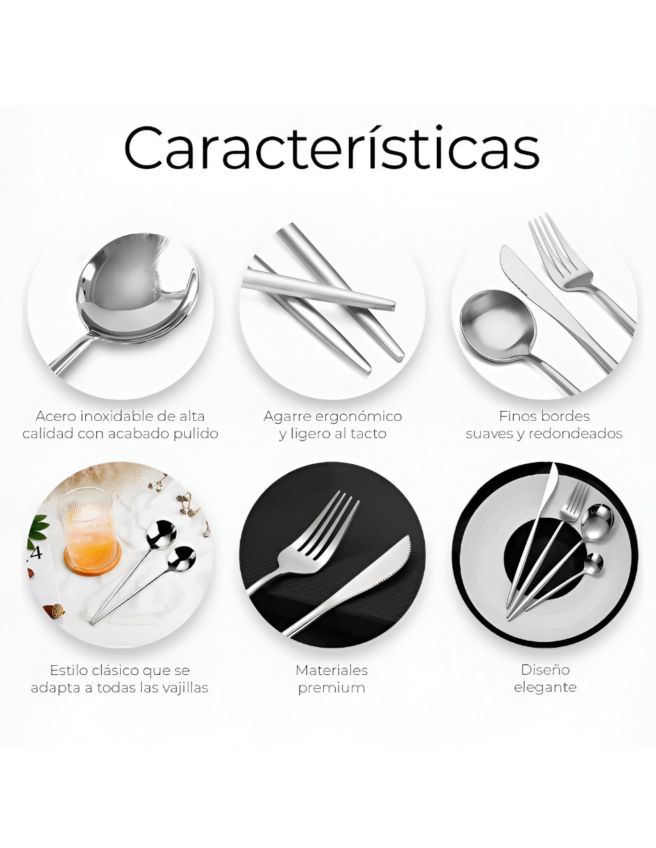 Set cubiertos Xtellar de acero inoxidable 24 piezas