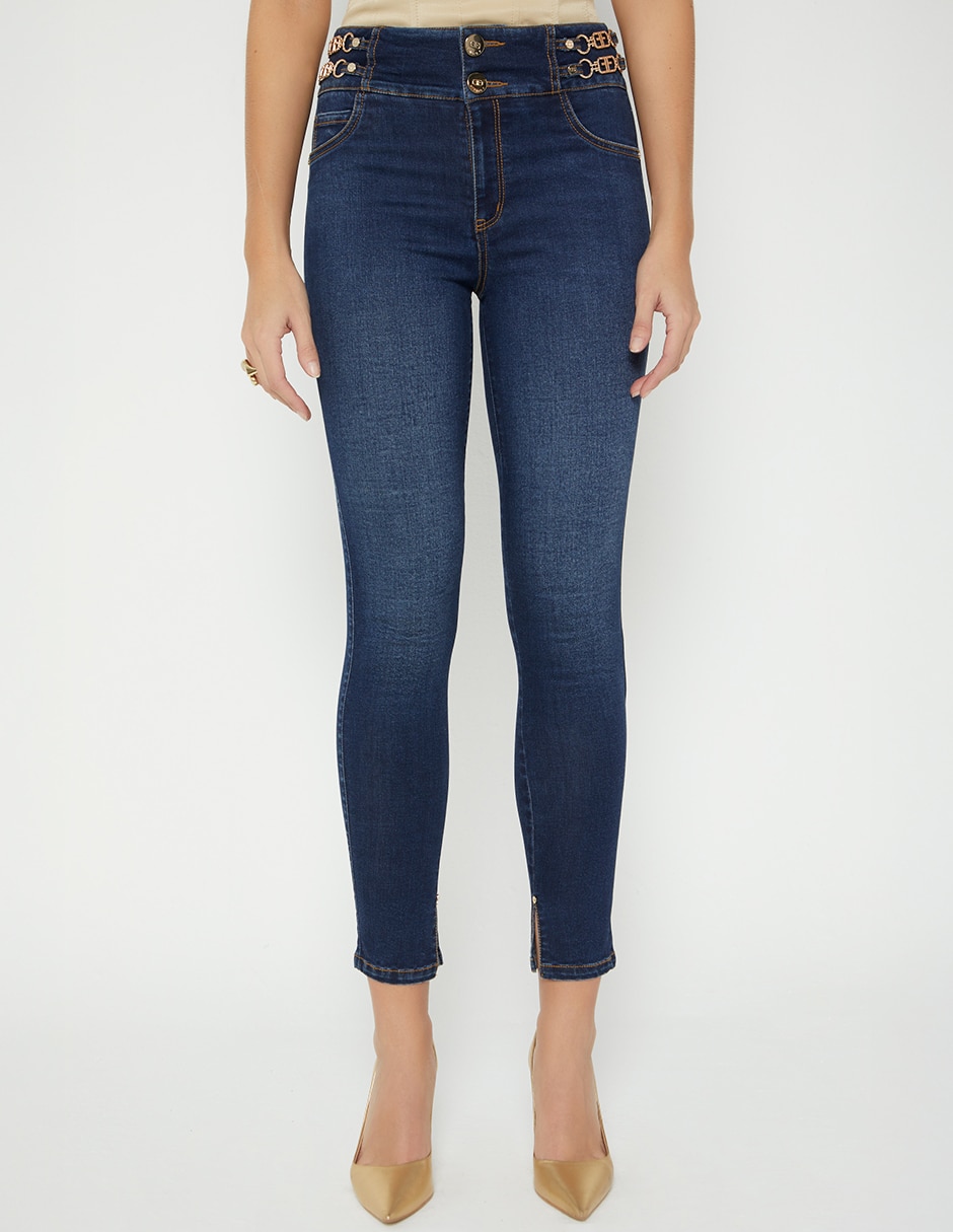 Jeans ultra slim a la cintura para mujer