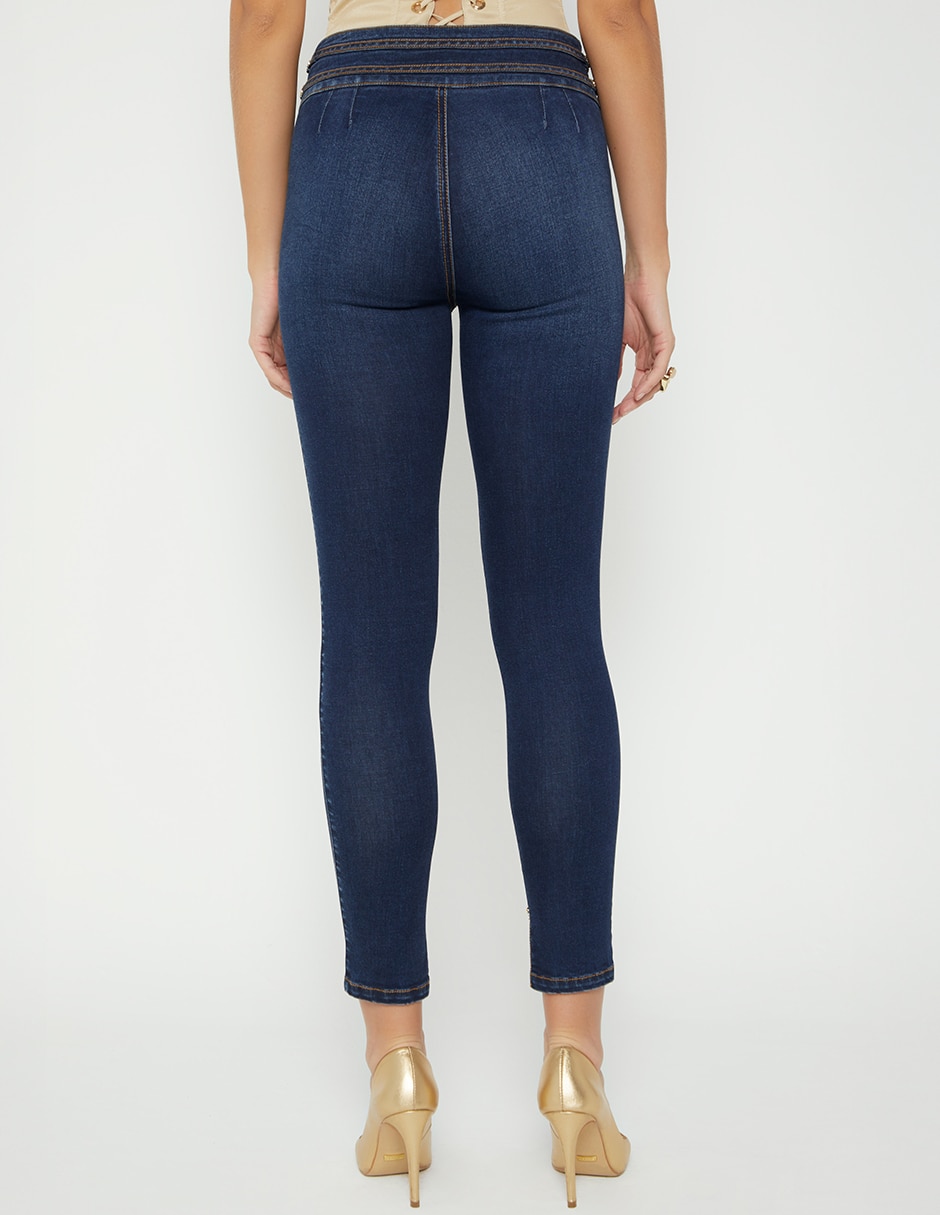 Jeans ultra slim a la cintura para mujer 2