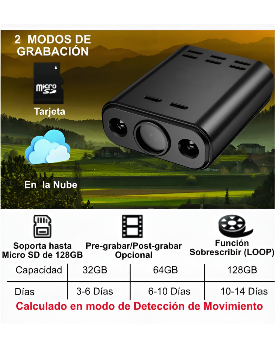 Compacta de seguridad conexión inalámbrica 4K/UHD 90° con capacidad de grabar para interior 2