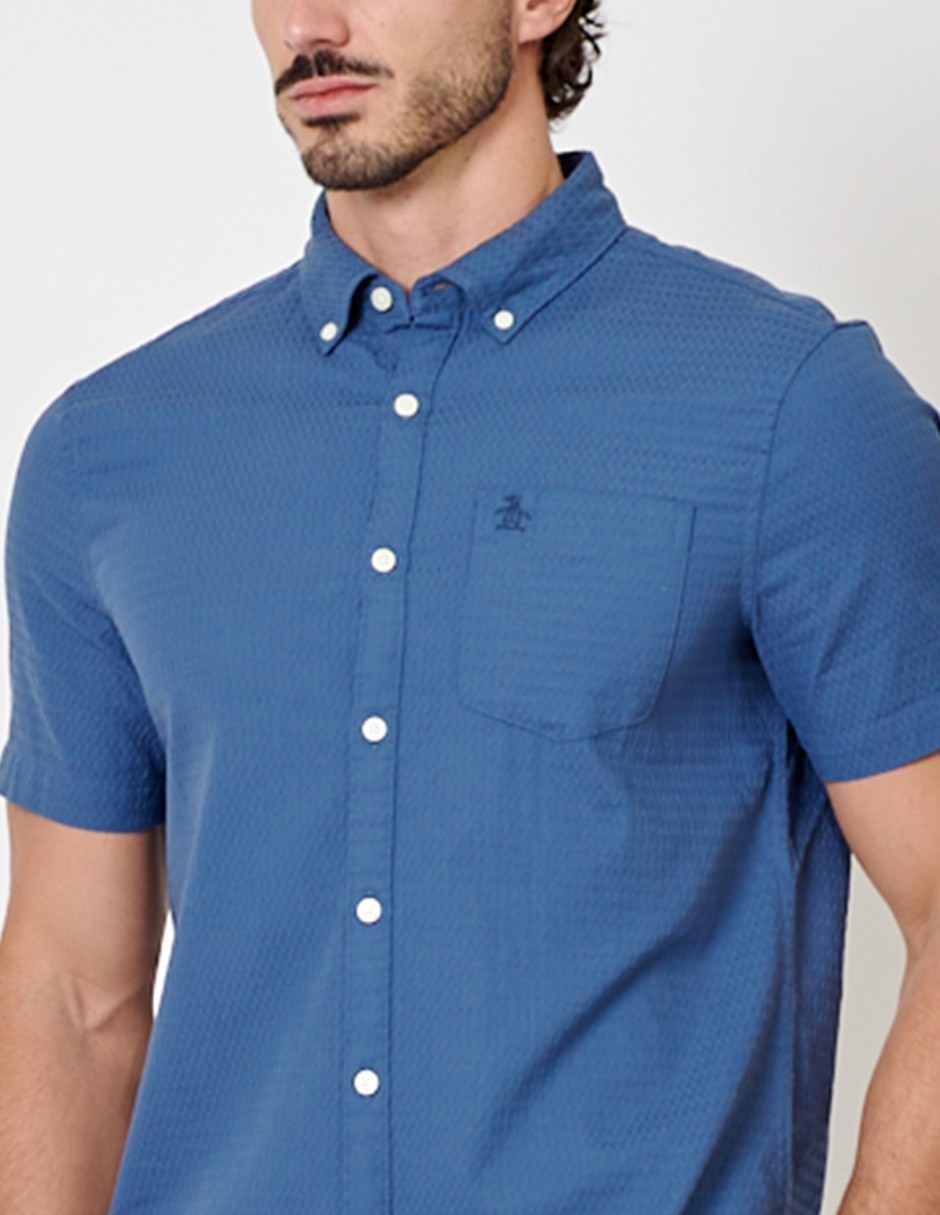 Camisa casual de algodón manga corta para hombre