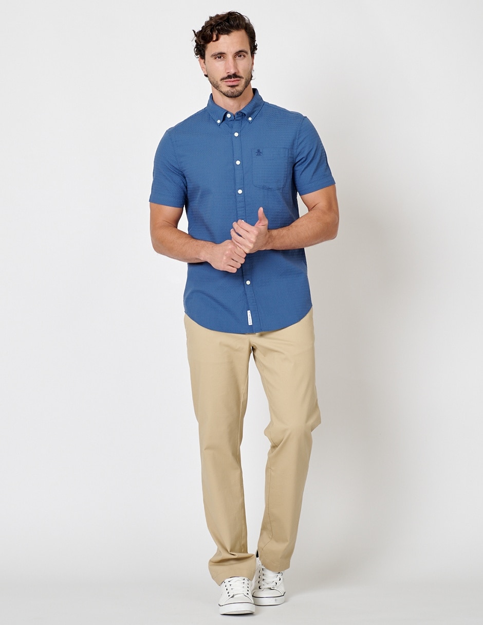 Camisa casual de algodón manga corta para hombre