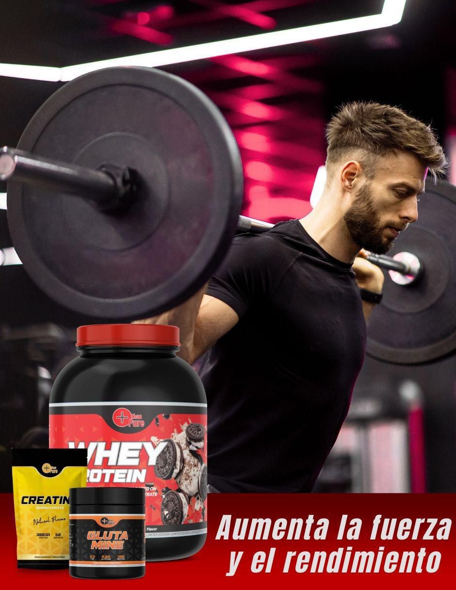 Set creatina 300g + glutamina 1kg + whey protein 2.2kg "con" sin ingredientes activos "sabor" galleta "de" sin tamaño 2