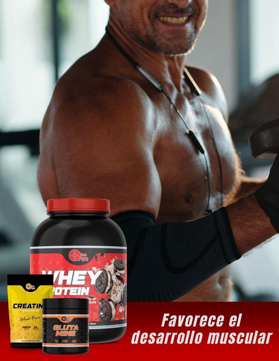 Set creatina 300g + glutamina 1kg + whey protein 2.2kg "con" sin ingredientes activos "sabor" galleta "de" sin tamaño 3