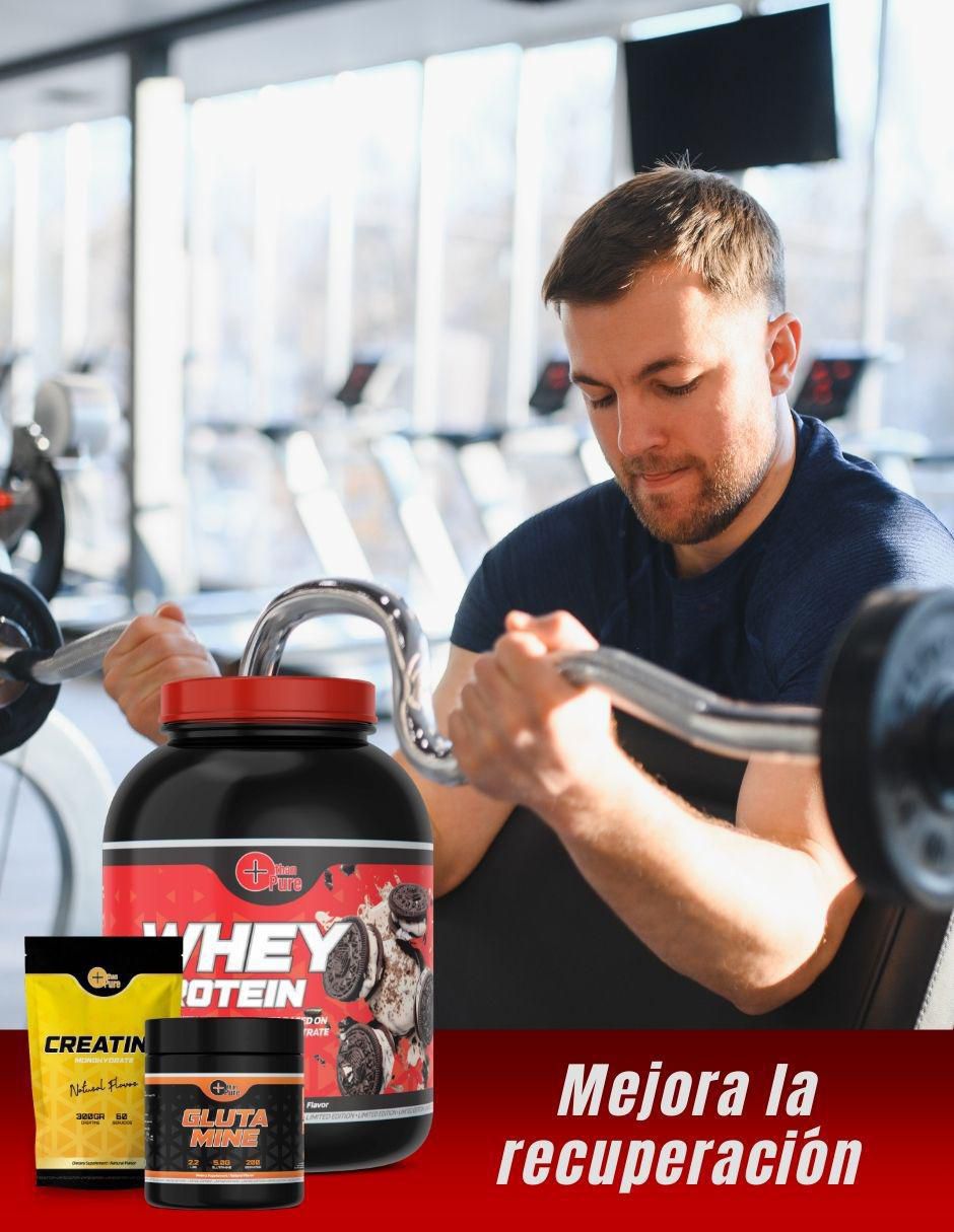 Set creatina 300g + glutamina 1kg + whey protein 2.2kg "con" sin ingredientes activos "sabor" galleta "de" sin tamaño 4