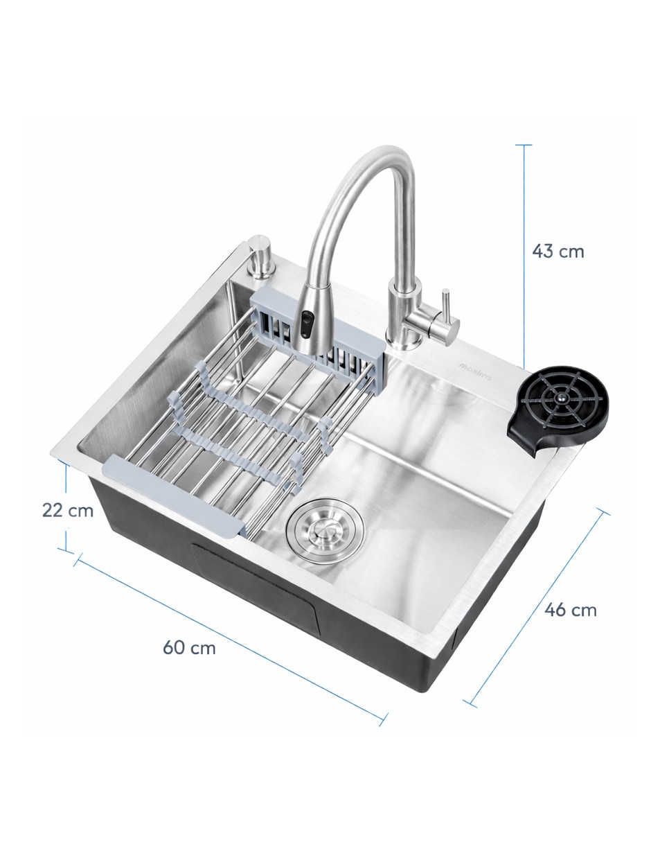 Tarja de Acero inoxidable Maxims con escurridor TARJA 60 CM