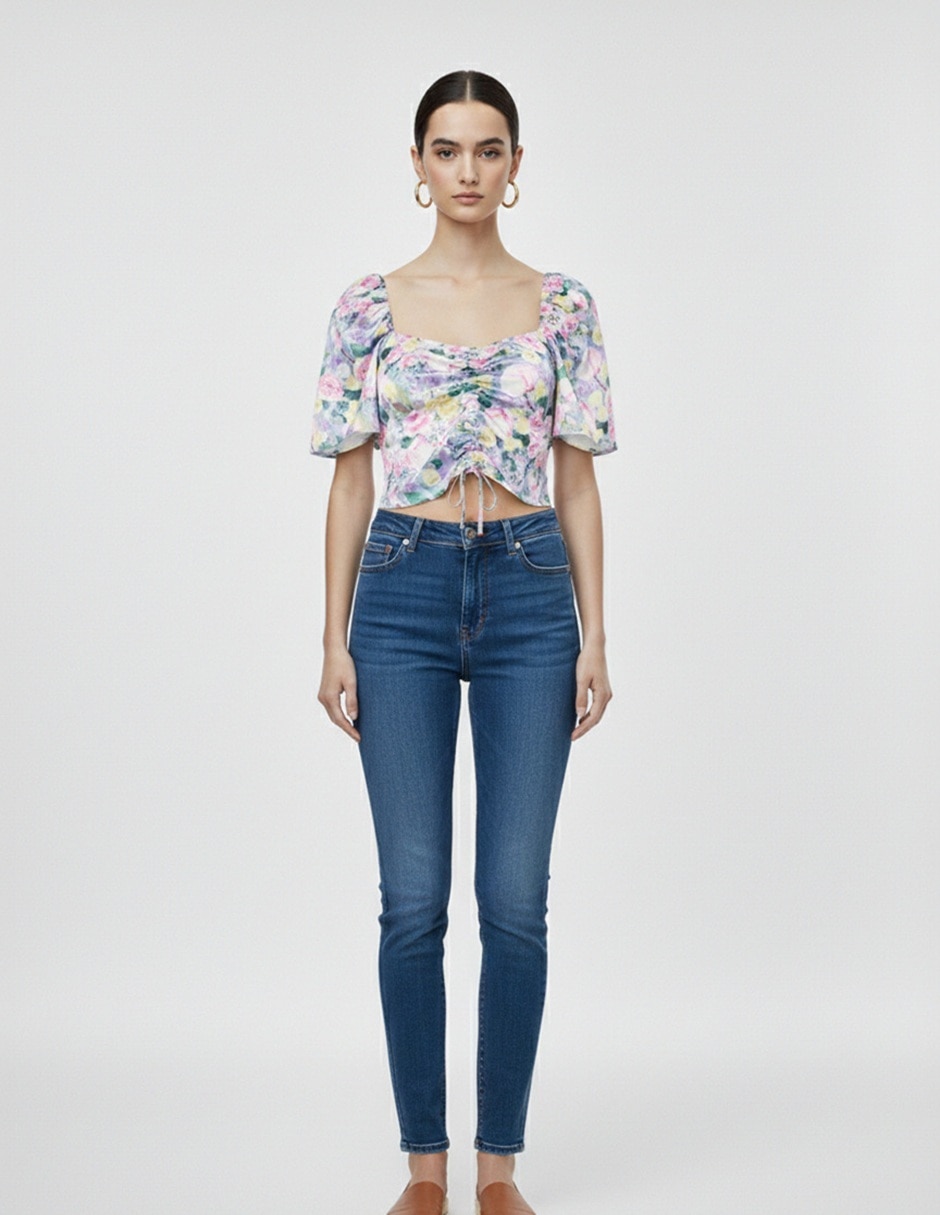 Top con manga cuello redondo