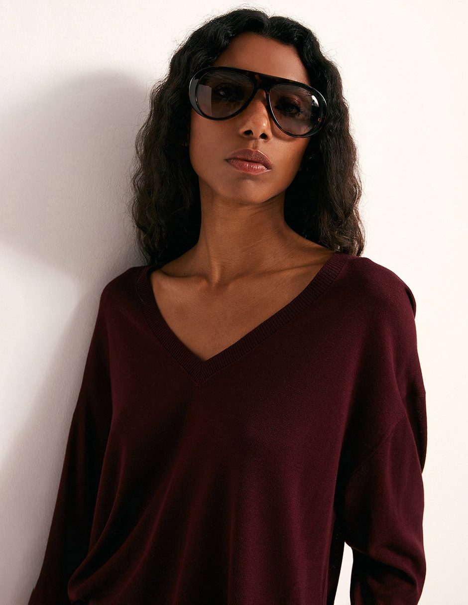 Suéter cuello v para mujer 3