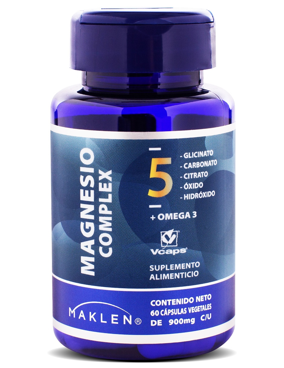 MAGNESIO COMPLEX 5 60 CÁPSULAS con Bisglicinato Citrato Carbonato Hidróxido y Óxido de Magnesio sabor Sin sabor de 1