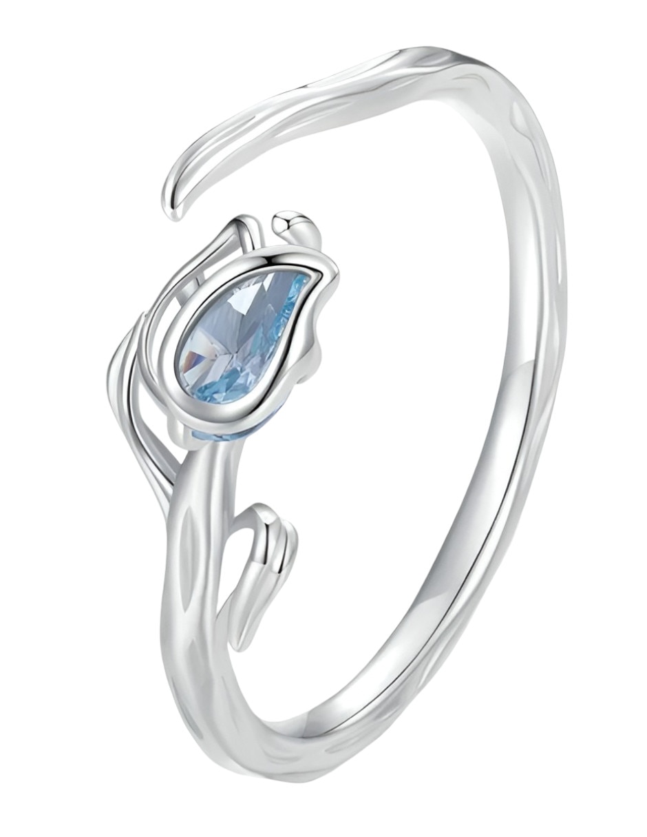 Anillo de flor P 925 de plata zirconia acabado pulido