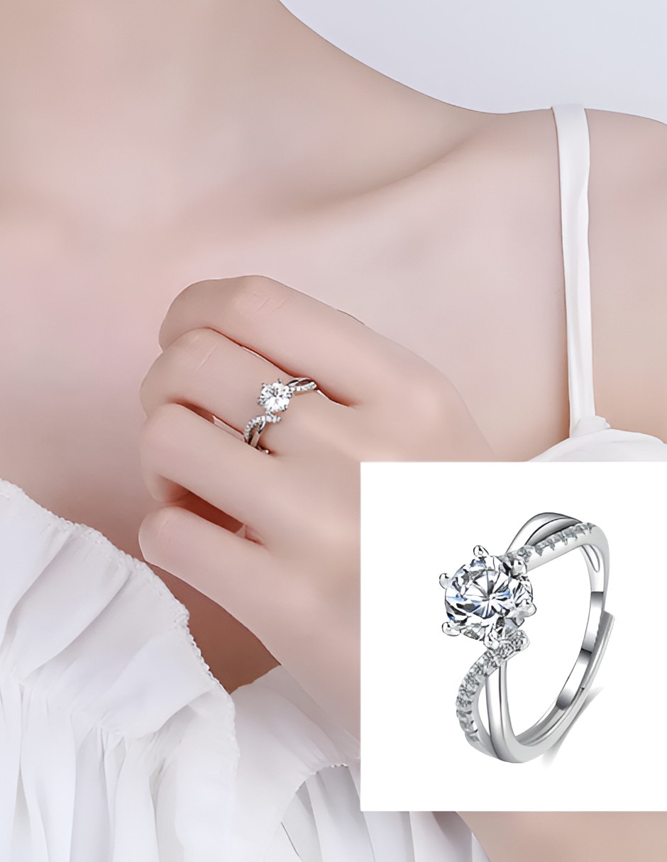 Anillo P 925 de plata diamante pulido 2