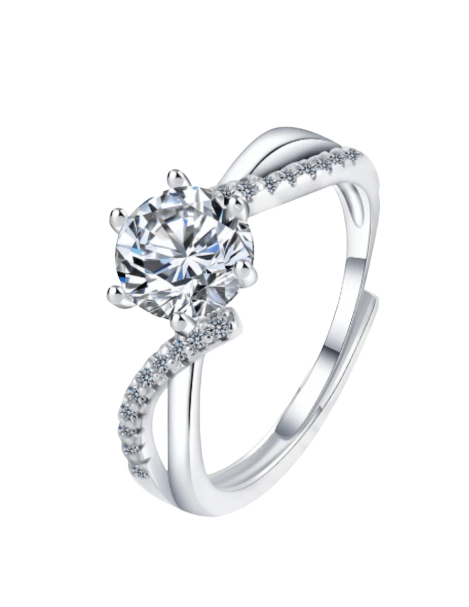 Anillo P 925 de plata diamante pulido