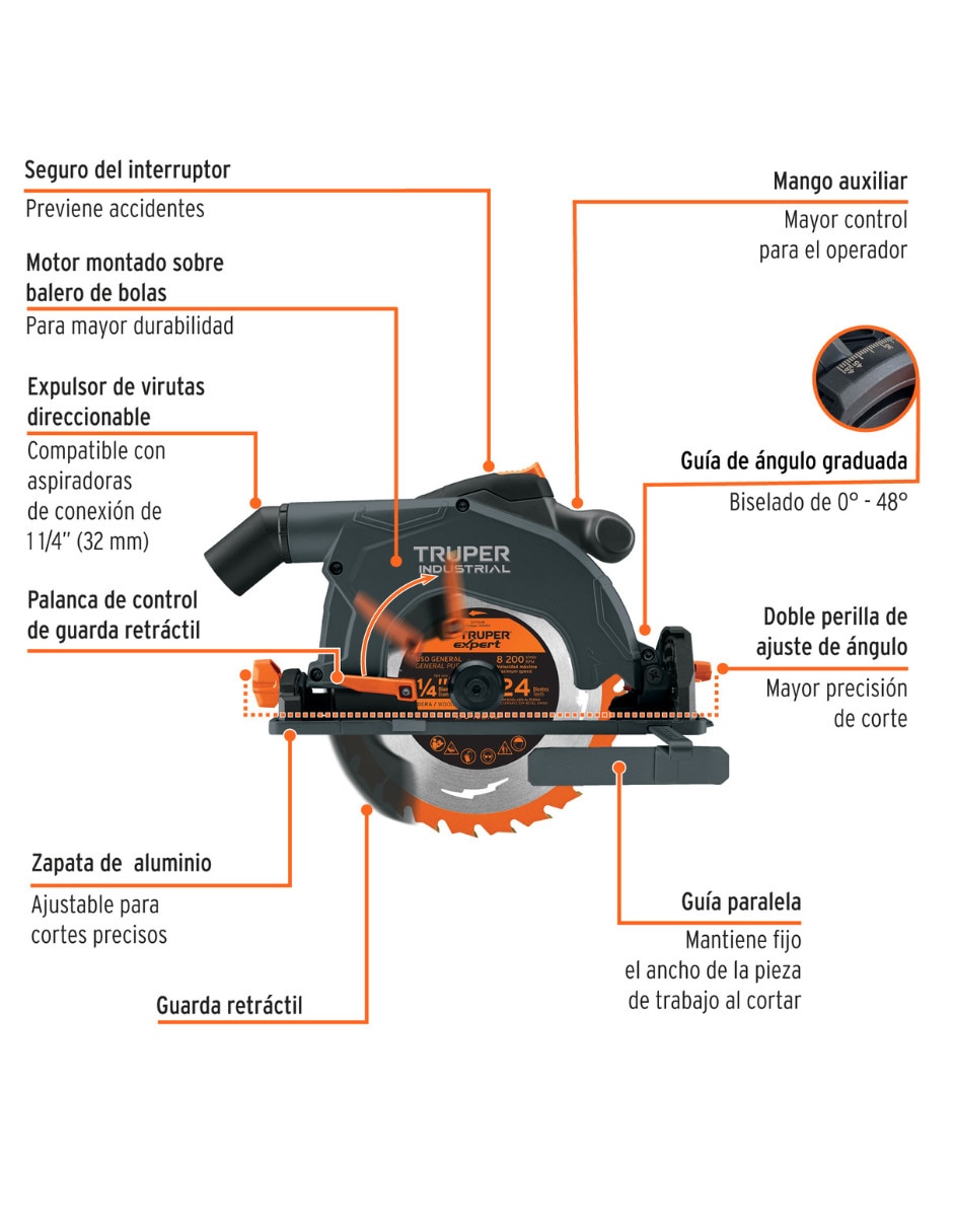 Sierra circular Truper SICI-7-1/4N5 1900 W