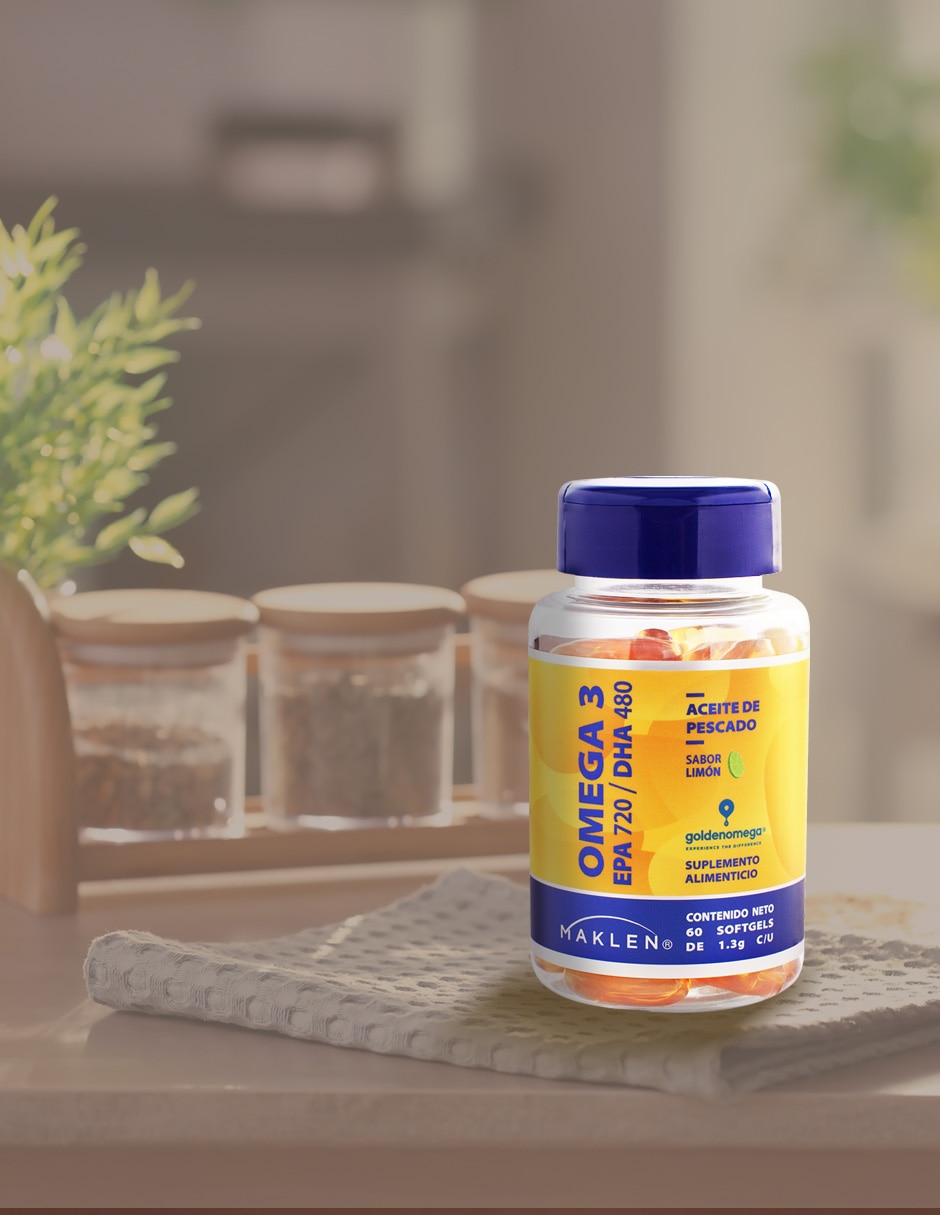 Omega 3 EPA720 DHA480 60 Cápsulas Maklen MAKLEN con Omega 3 con EPA y DHA sabor Limón de