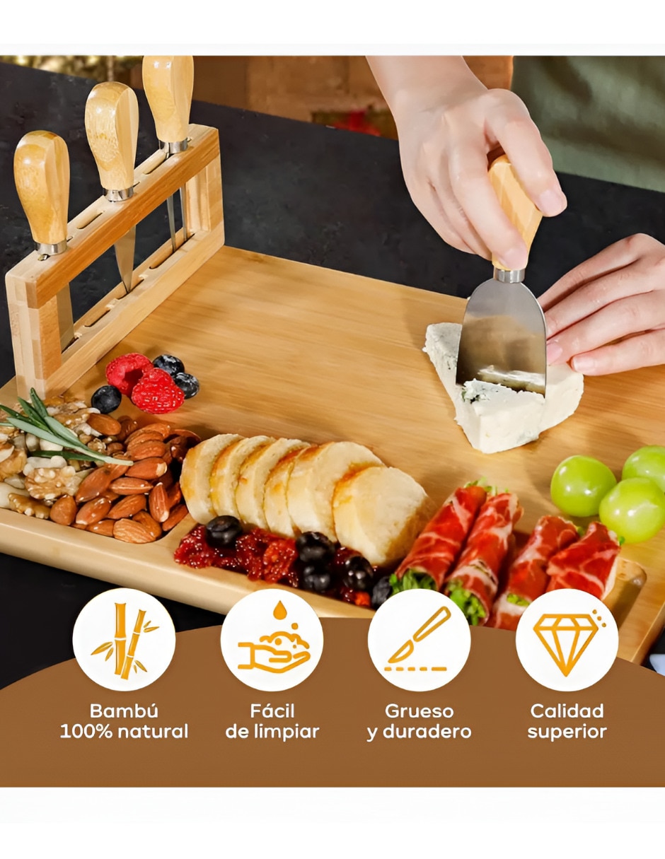 Set tabla para queso Xtellar de bambú