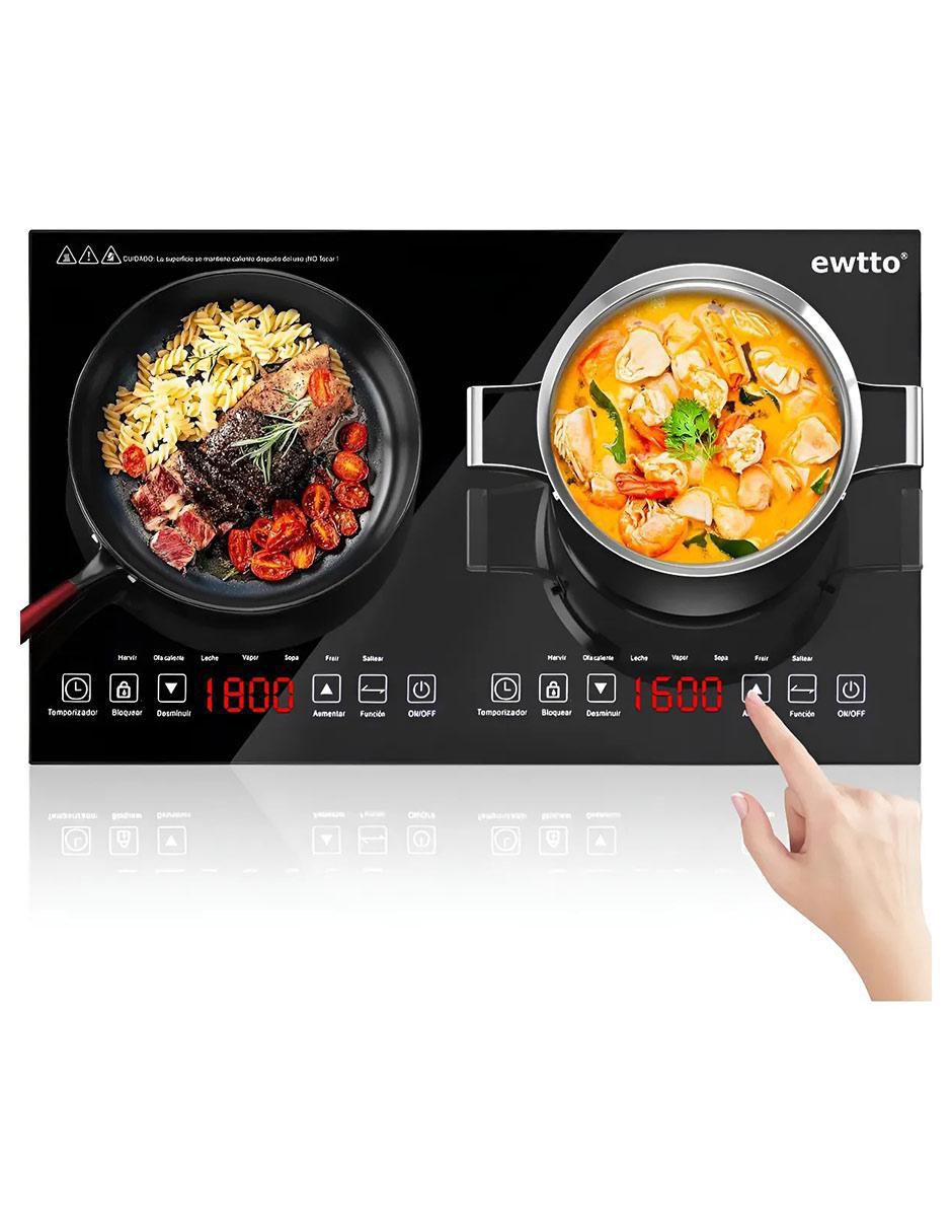 Parrilla de inducción et-h8007 'de' acero inoxidable y vidrio