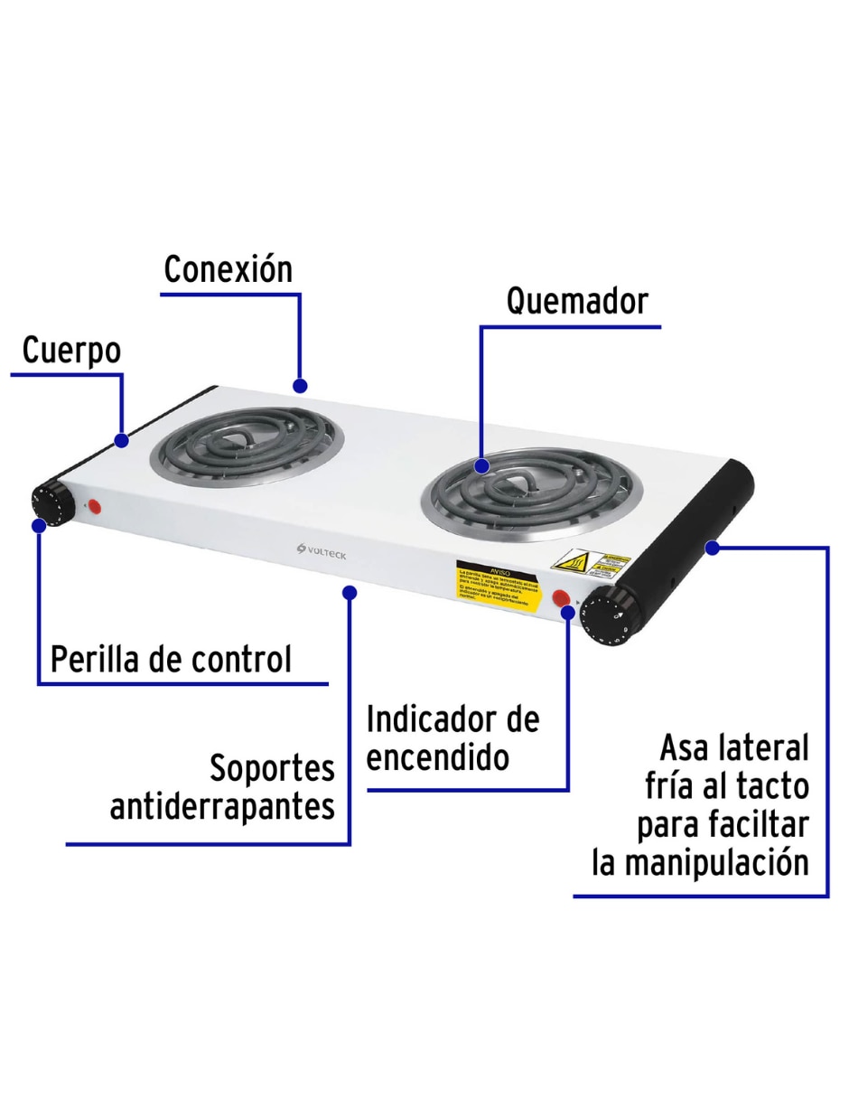 Parrilla eléctrica Volteck Pael-2C de acero inoxidable