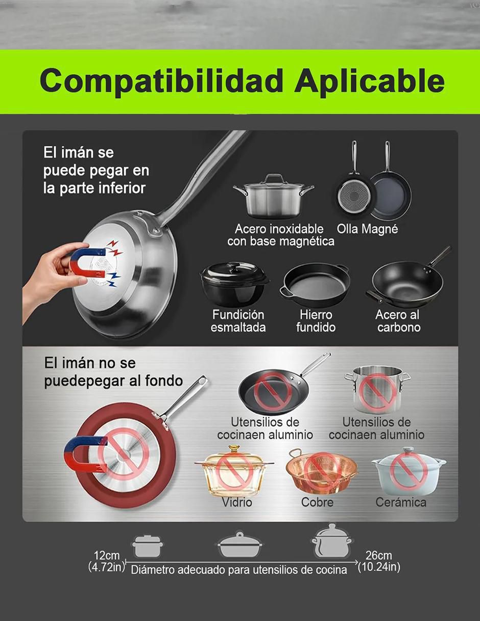 Parrilla de inducción Ewtto ET-H8008 de Acero inoxidable y vidrio