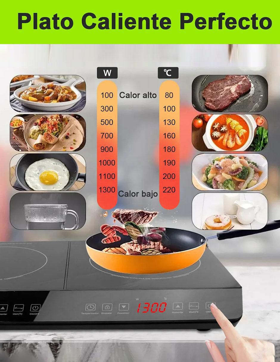 Parrilla de inducción ET-H8008 de Acero inoxidable y vidrio Parrilla de inducción ET-H8008 de Acero inoxidable y vidrio