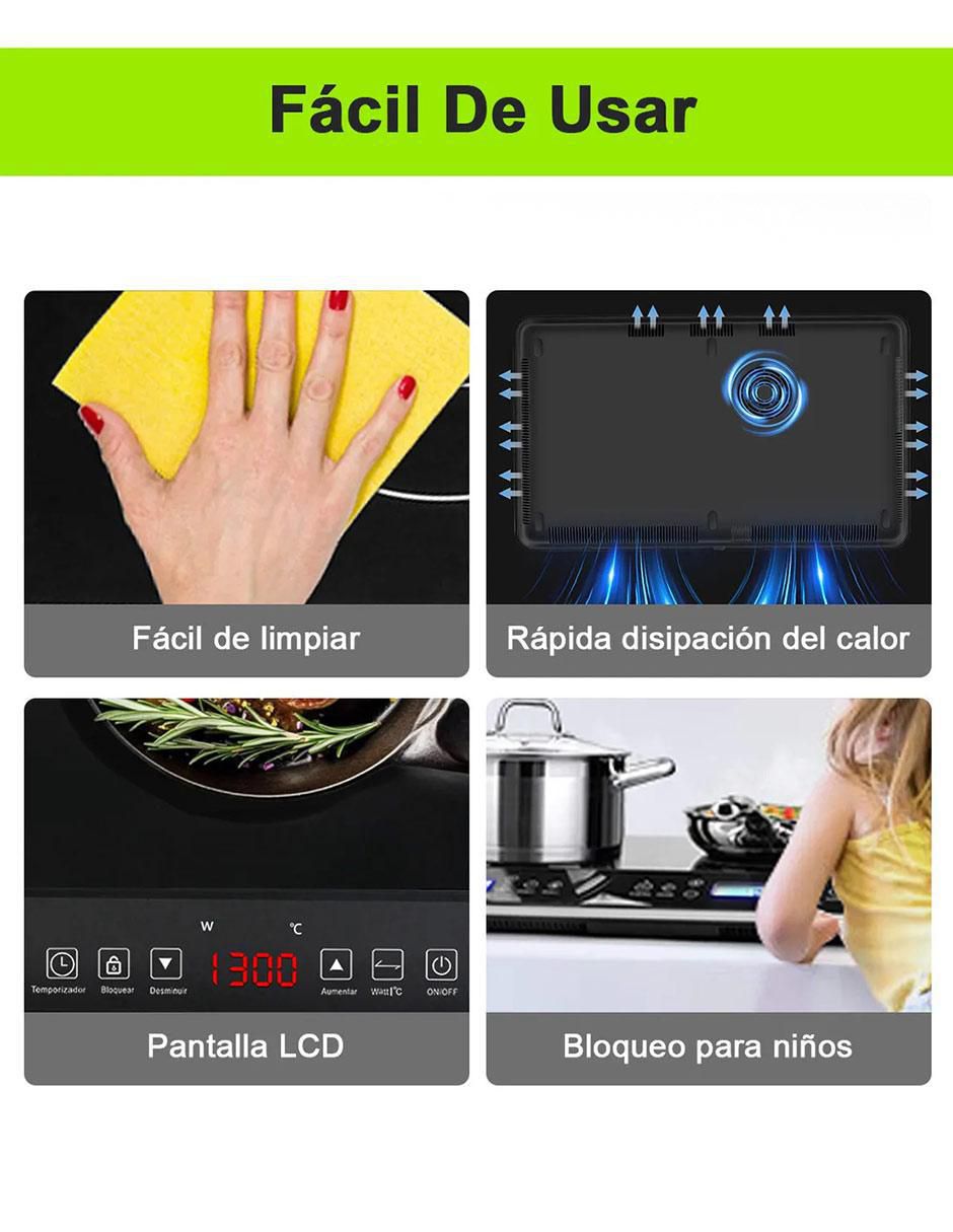 Parrilla de inducción Ewtto ET-H8008 de Acero inoxidable y vidrio
